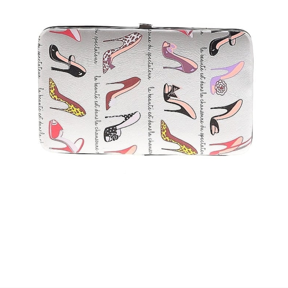 Fluff Silver and Pink Clutch with Shoe Print